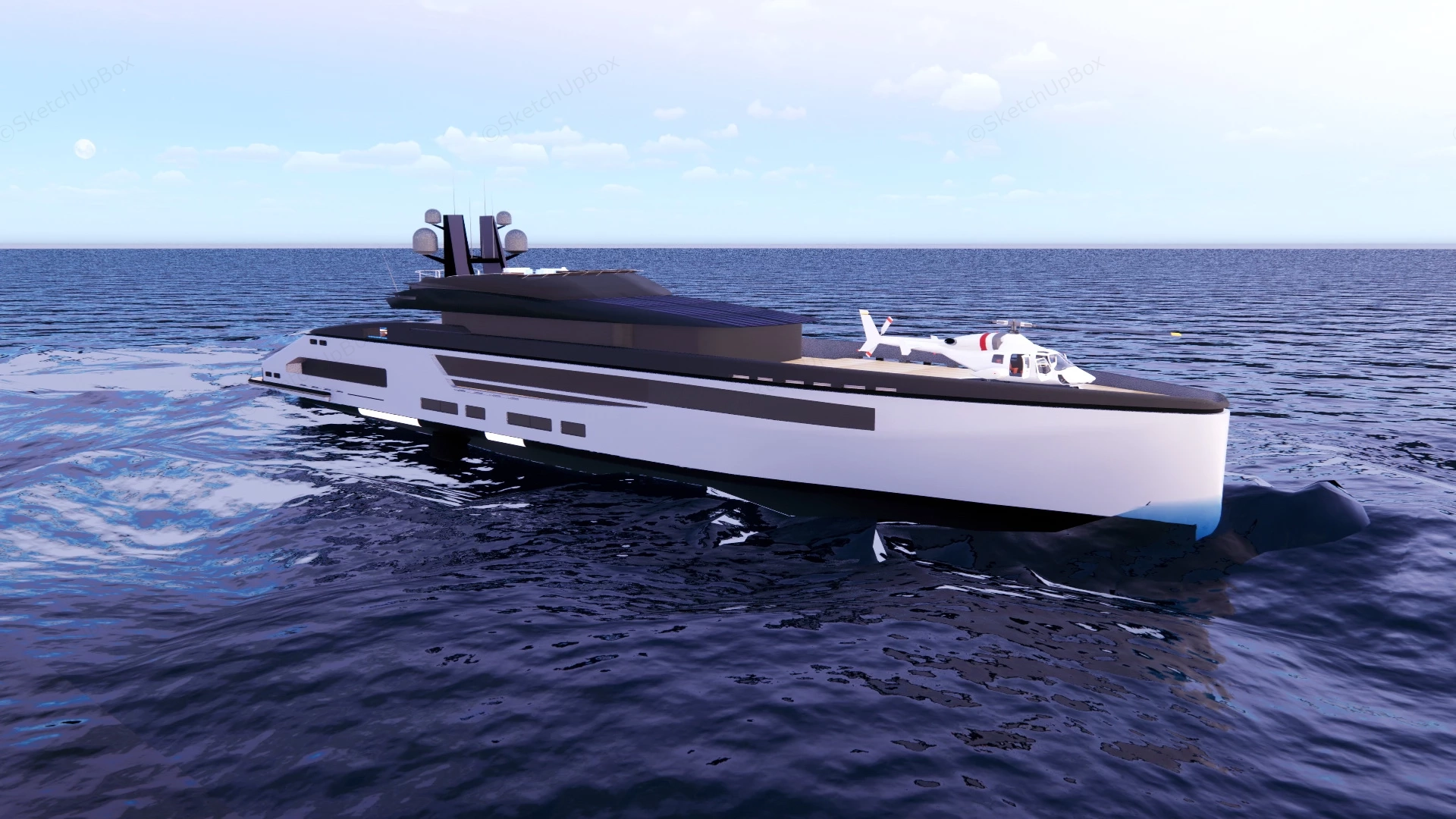 Luxury Yacht sketchup model preview - SketchupBox