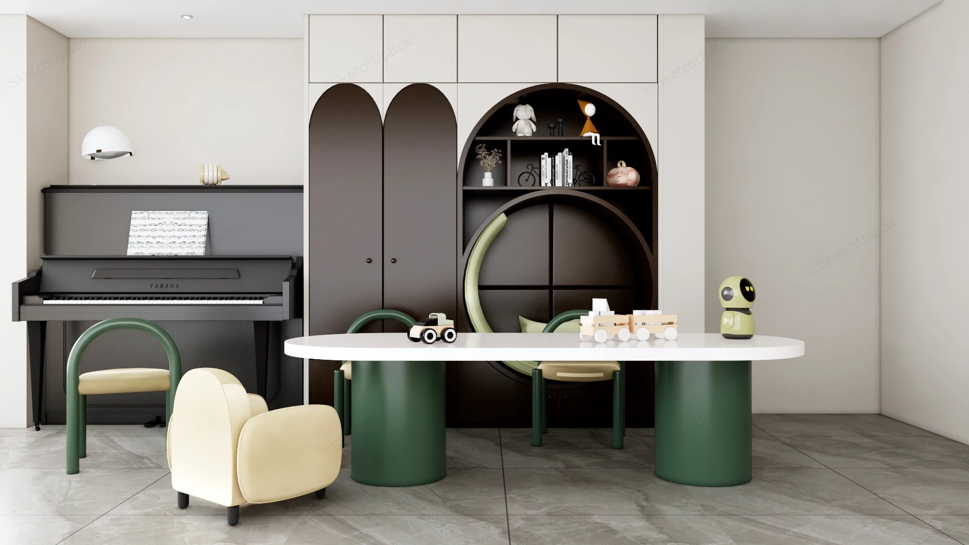 Kids Recreation Room With Piano sketchup model preview - SketchupBox