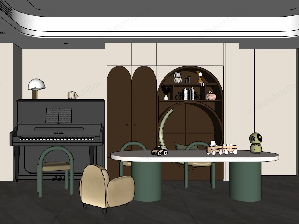 Kids Recreation Room With Piano sketchup model preview - SketchupBox