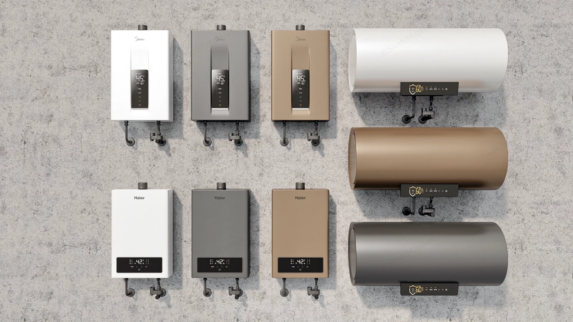 Storage Tank & Gas Tankless Water Heaters sketchup model preview - SketchupBox