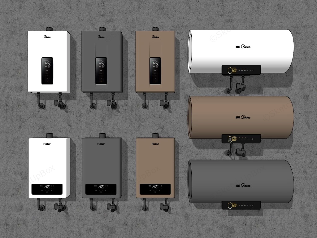 Storage Tank & Gas Tankless Water Heaters sketchup model preview - SketchupBox