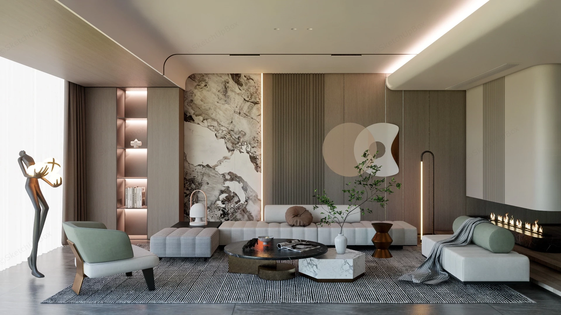 Luxury Elegant Living Room sketchup model preview - SketchupBox