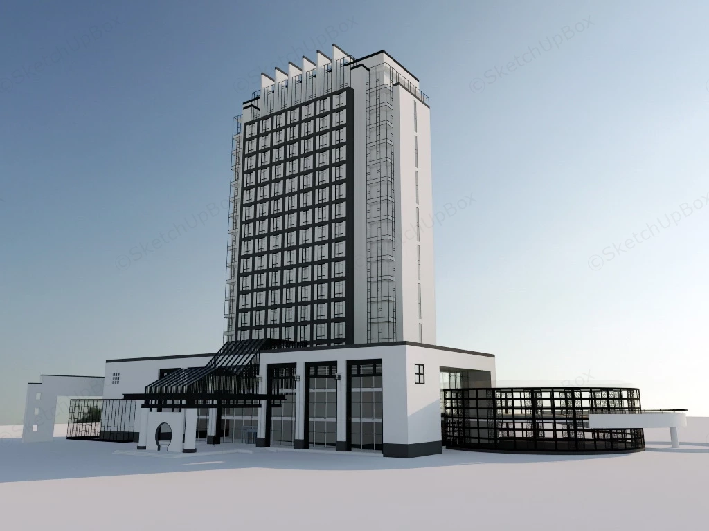 Modern Hotel Architecture sketchup model preview - SketchupBox