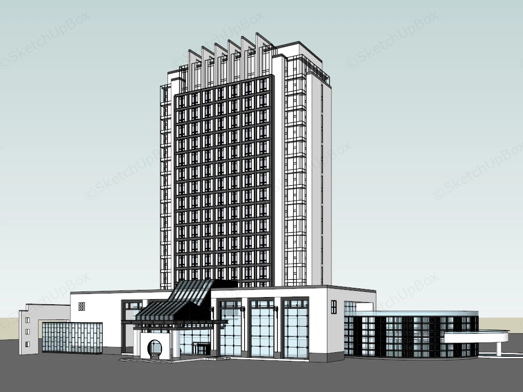 Modern Hotel Architecture sketchup model preview - SketchupBox
