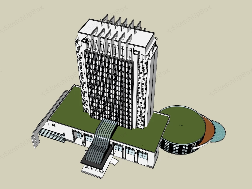 Modern Hotel Architecture sketchup model preview - SketchupBox