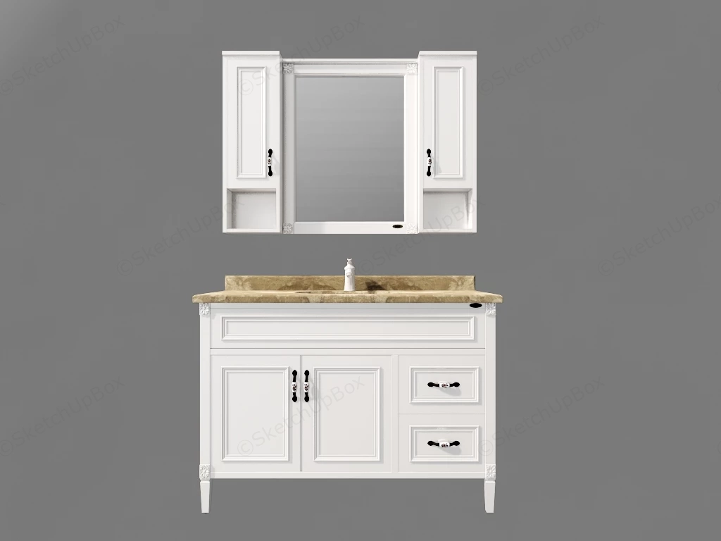 White Bathroom Vanity sketchup model preview - SketchupBox