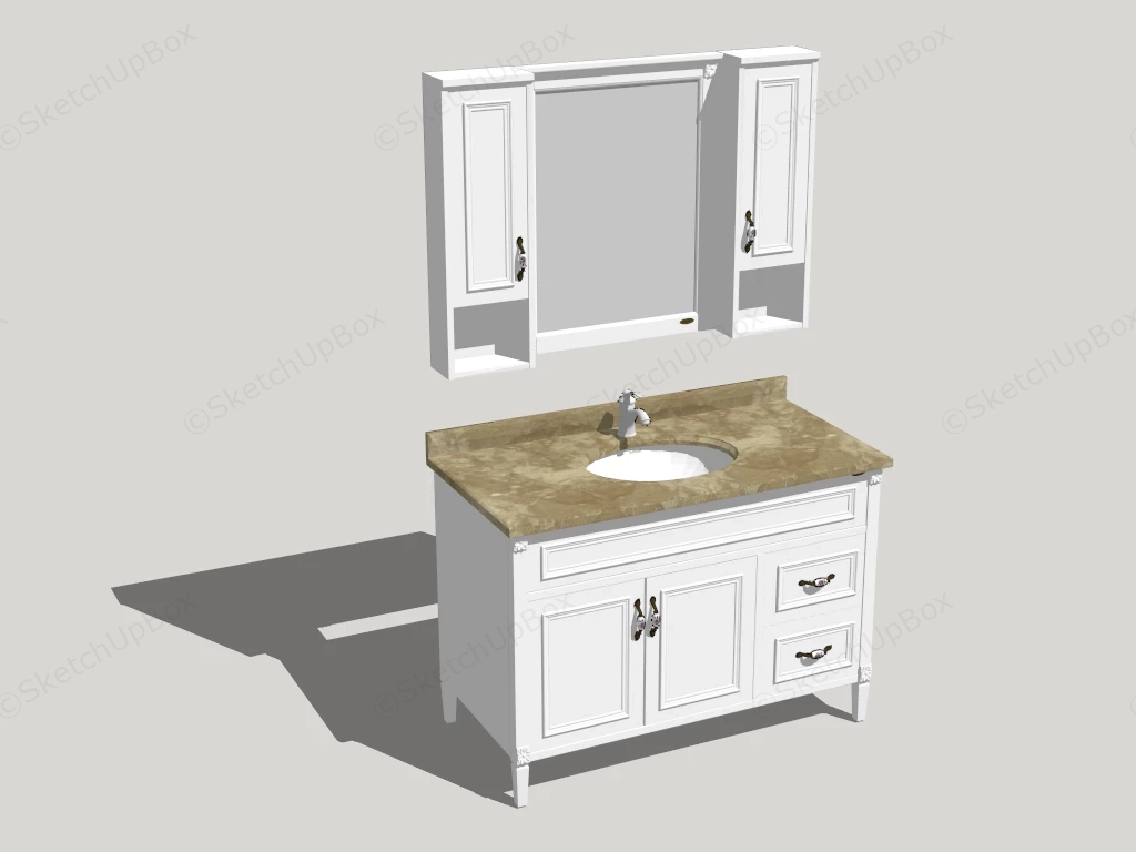 White Bathroom Vanity sketchup model preview - SketchupBox