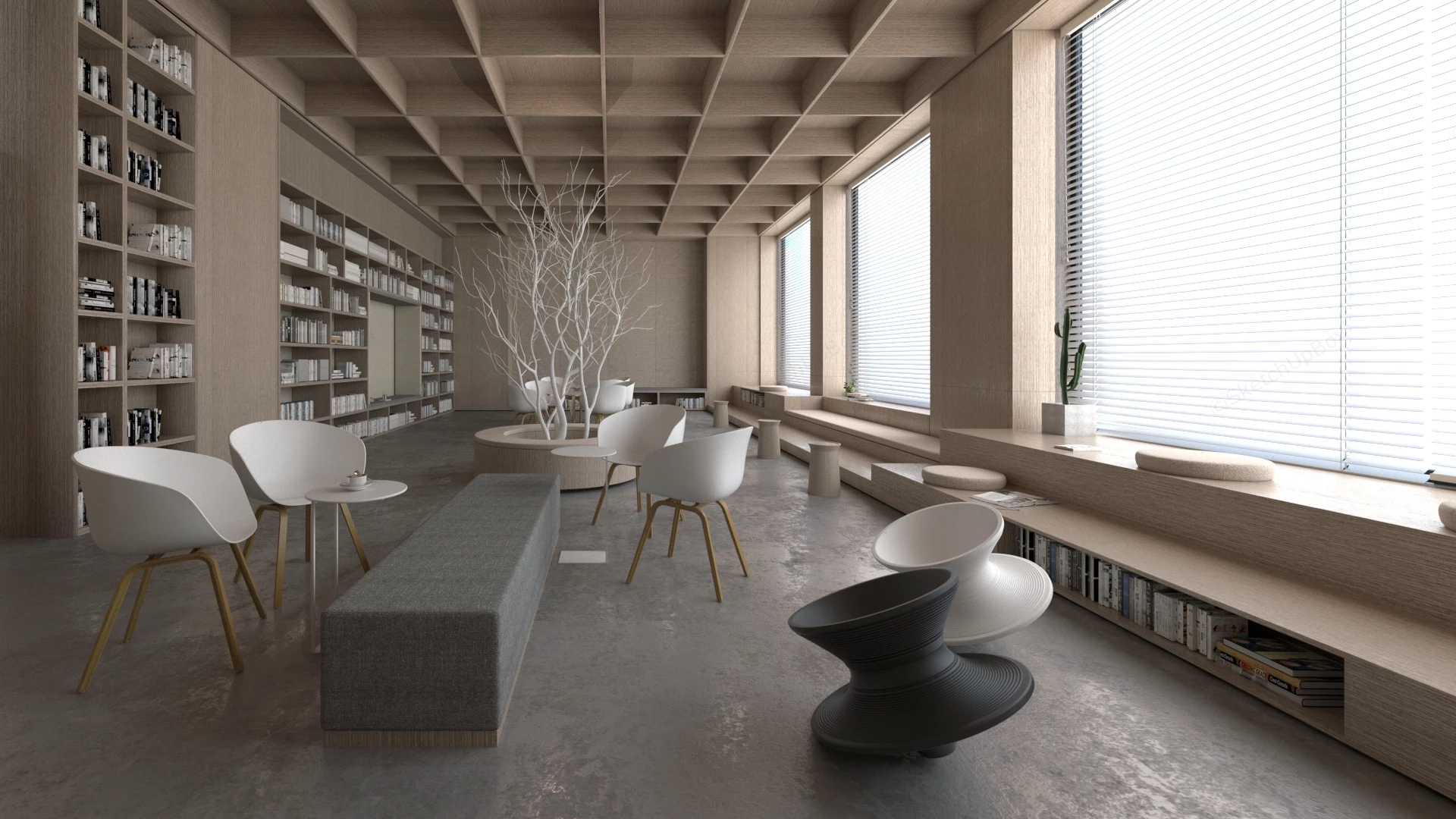 Modern Library Reading Room sketchup model preview - SketchupBox