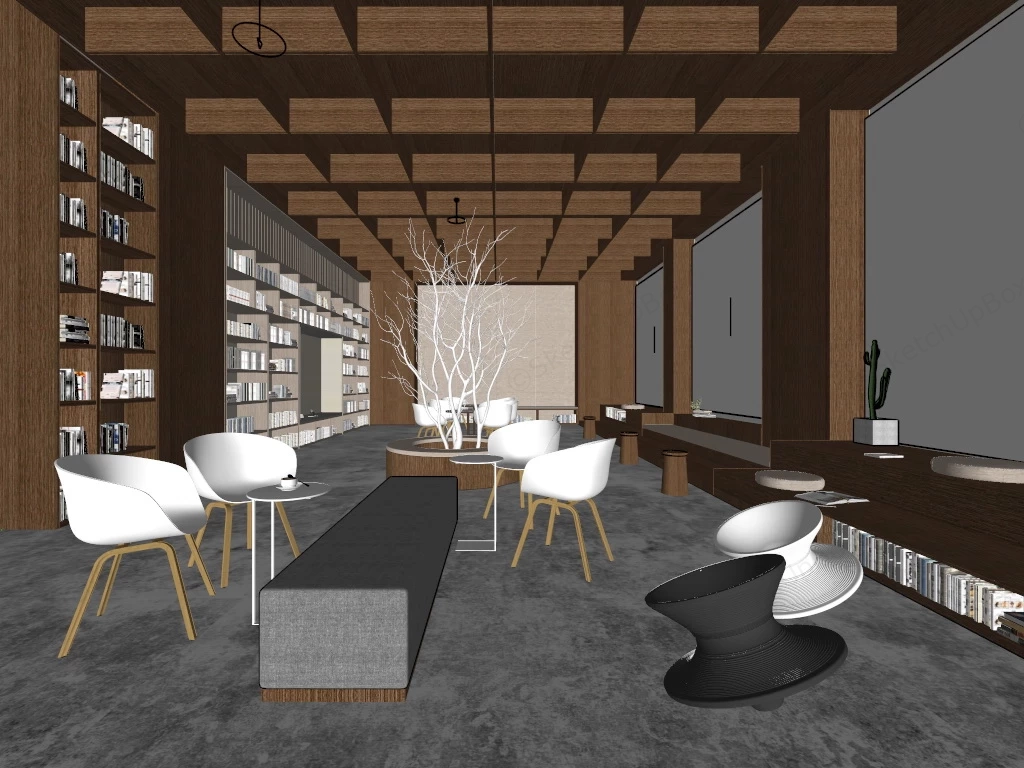 Modern Library Reading Room sketchup model preview - SketchupBox