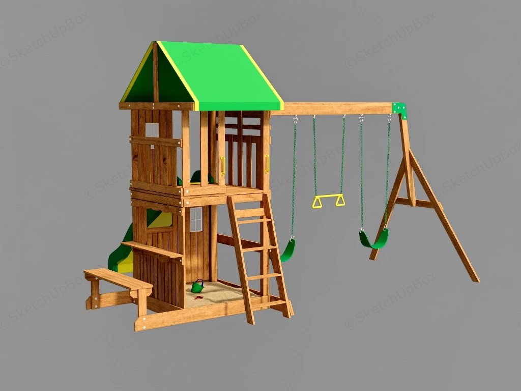 Wood Backyard Playset sketchup model preview - SketchupBox