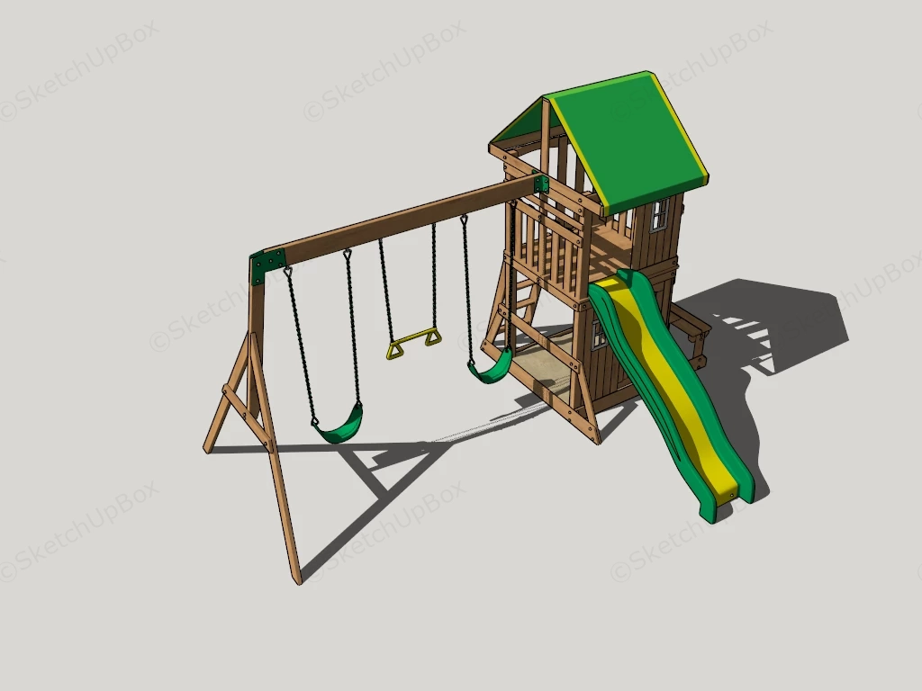 Wood Backyard Playset sketchup model preview - SketchupBox