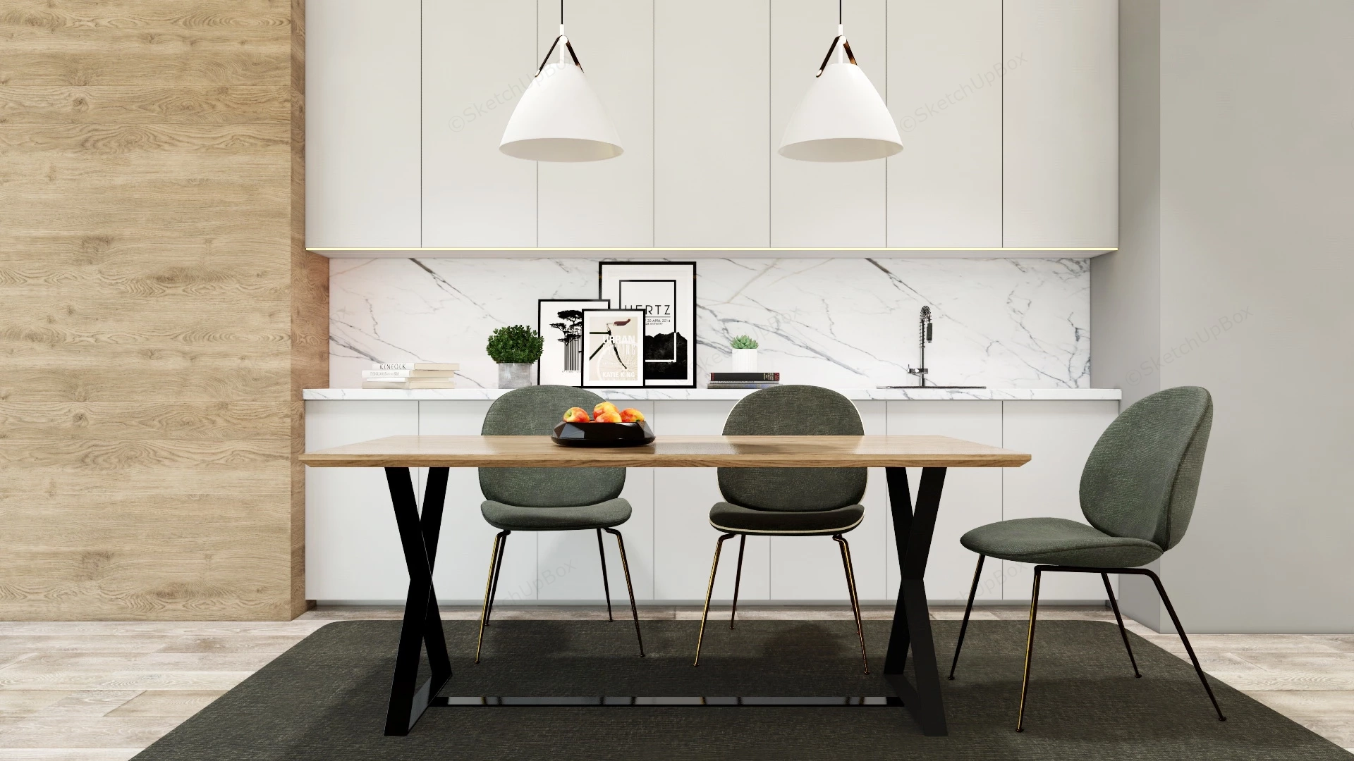 Modern Dining Room Interior sketchup model preview - SketchupBox