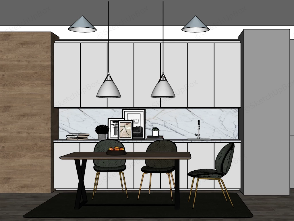 Modern Dining Room Interior sketchup model preview - SketchupBox