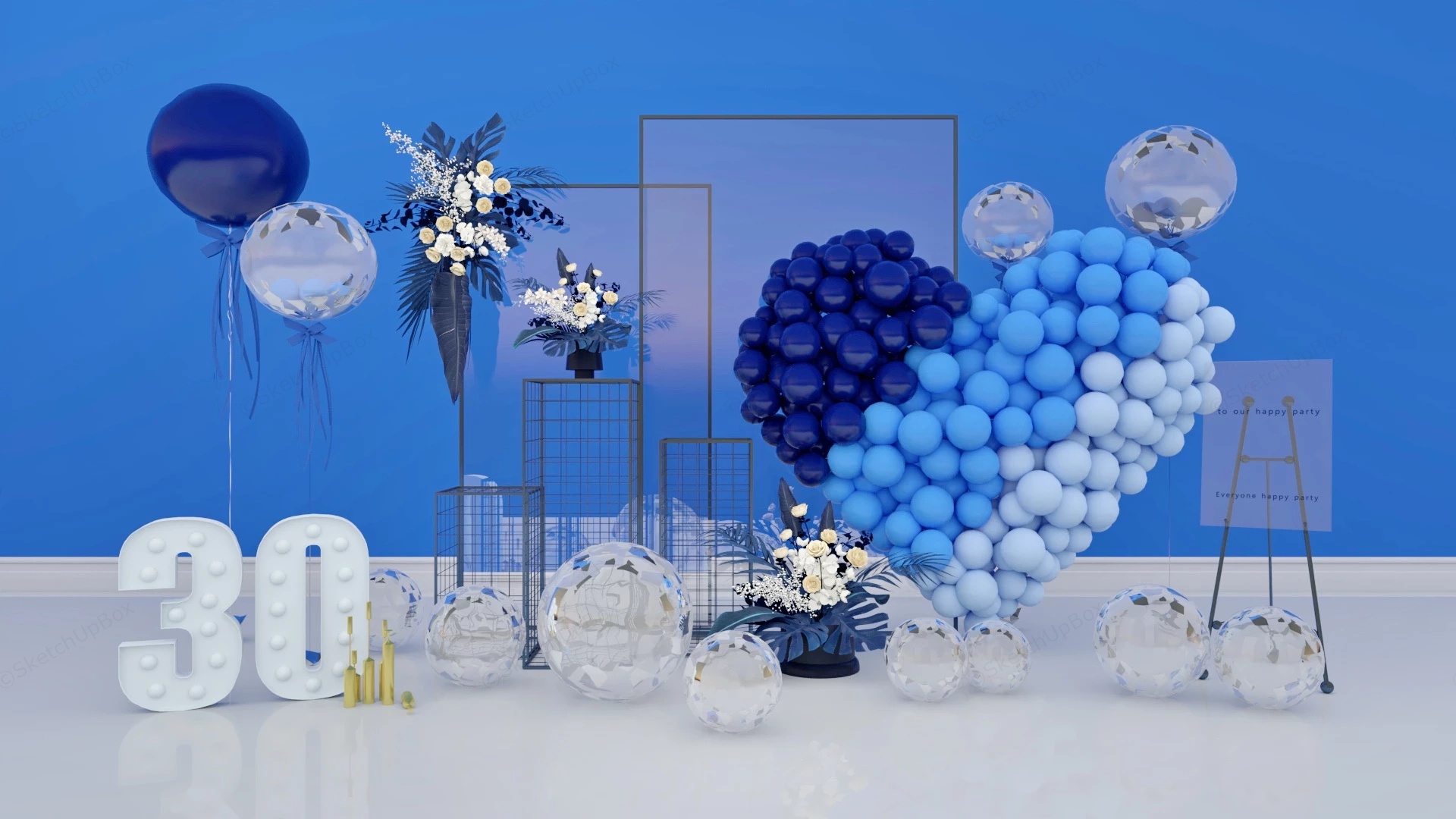 Birthday Party Balloon Decorations sketchup model preview - SketchupBox