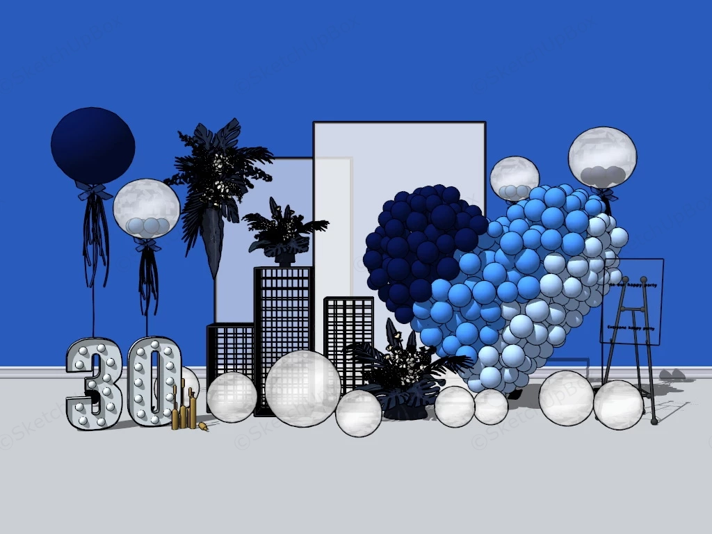 Birthday Party Balloon Decorations sketchup model preview - SketchupBox