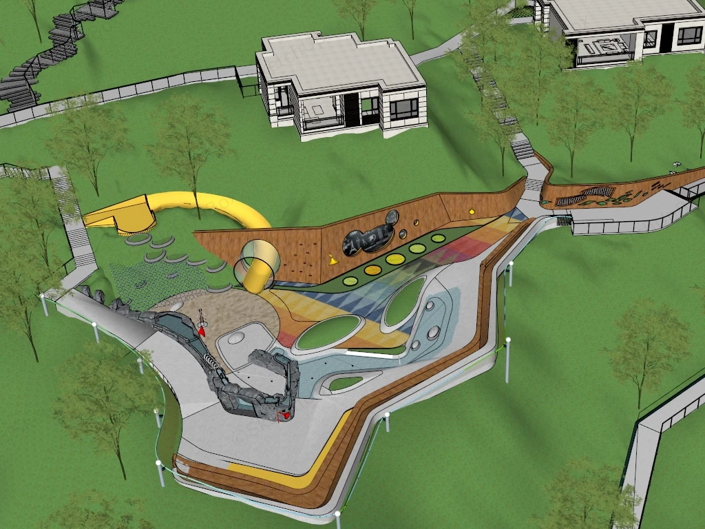 Mountain Resort Adventure Playground sketchup model preview - SketchupBox