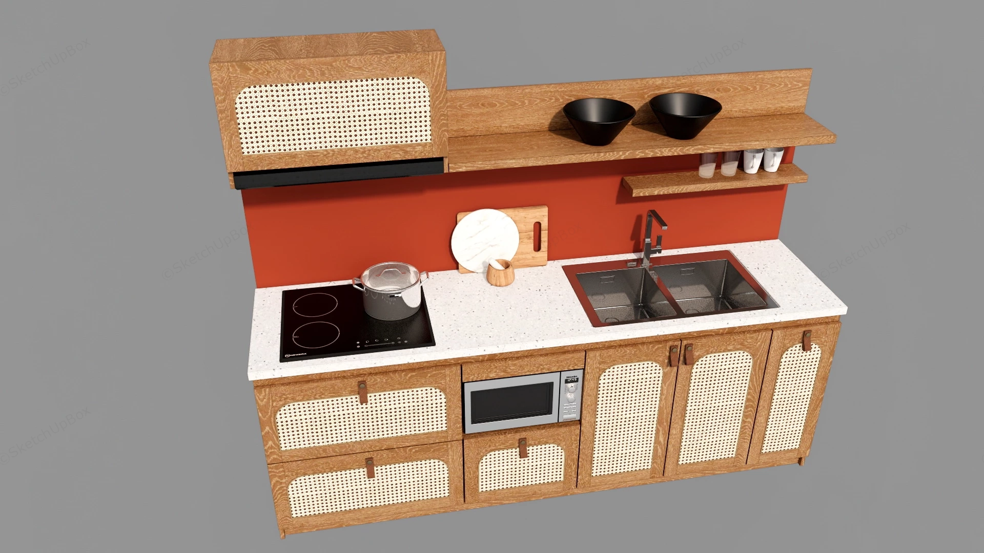 Small Retro Kitchen Cabinet sketchup model preview - SketchupBox