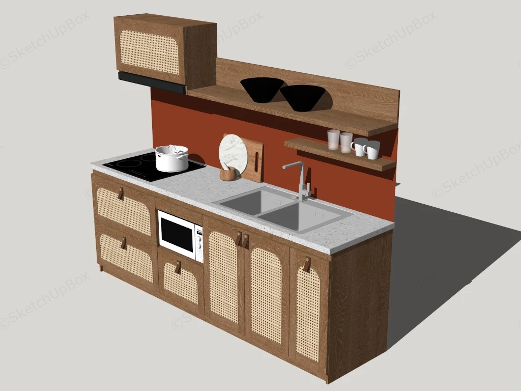 Small Retro Kitchen Cabinet sketchup model preview - SketchupBox