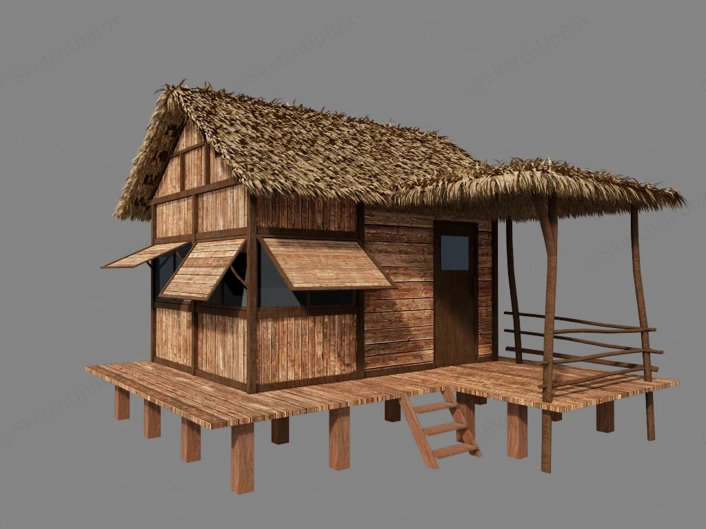 Rustic Stilt Hut sketchup model preview - SketchupBox