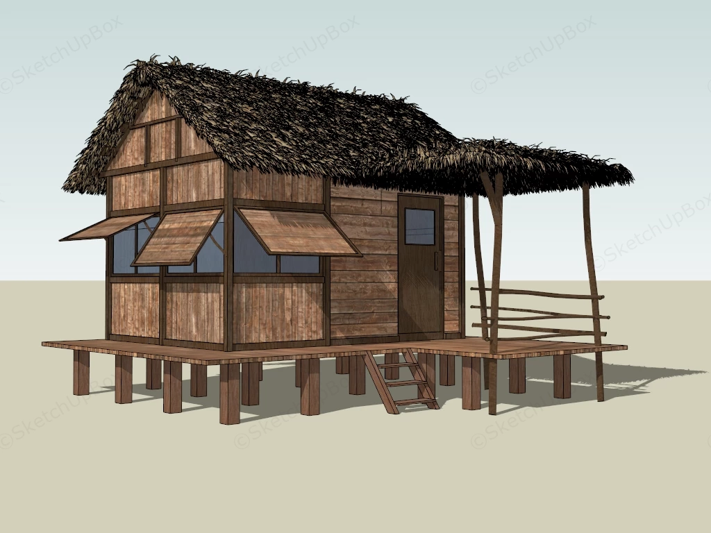 Rustic Stilt Hut sketchup model preview - SketchupBox