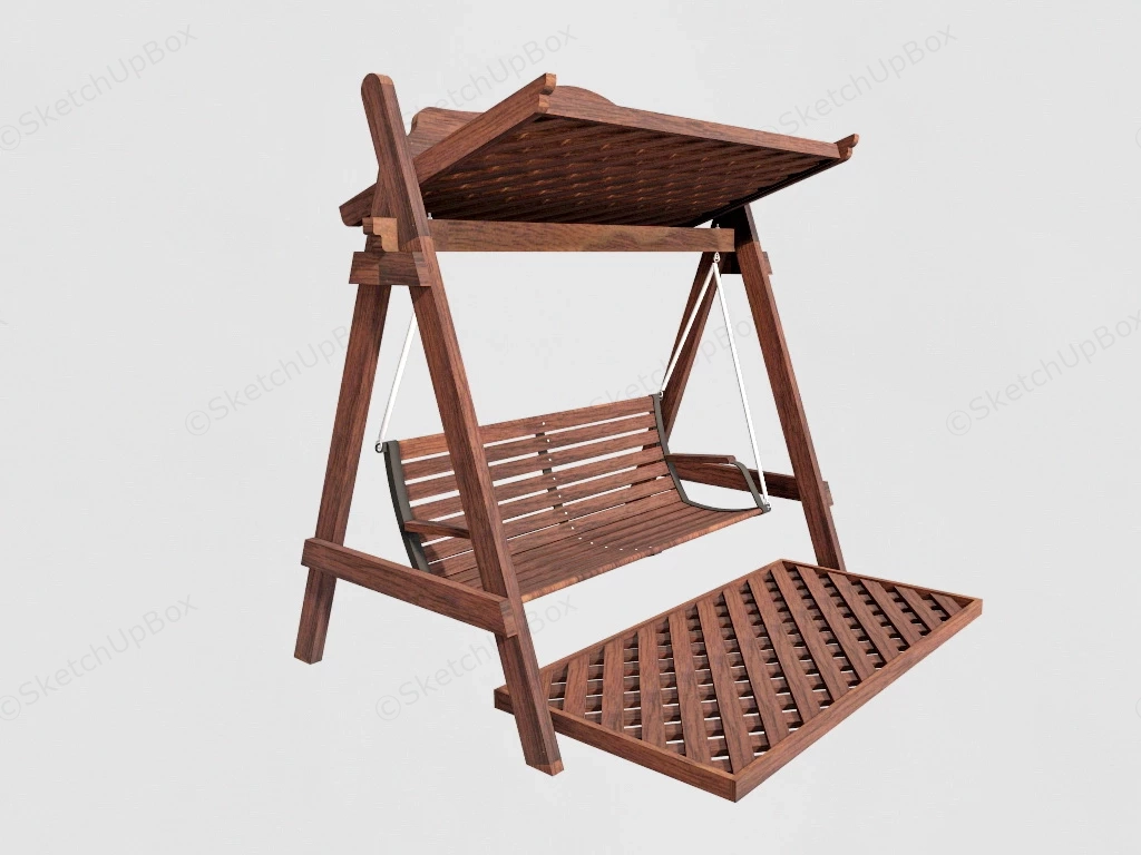 2 Seat Wooden Garden Swing sketchup model preview - SketchupBox