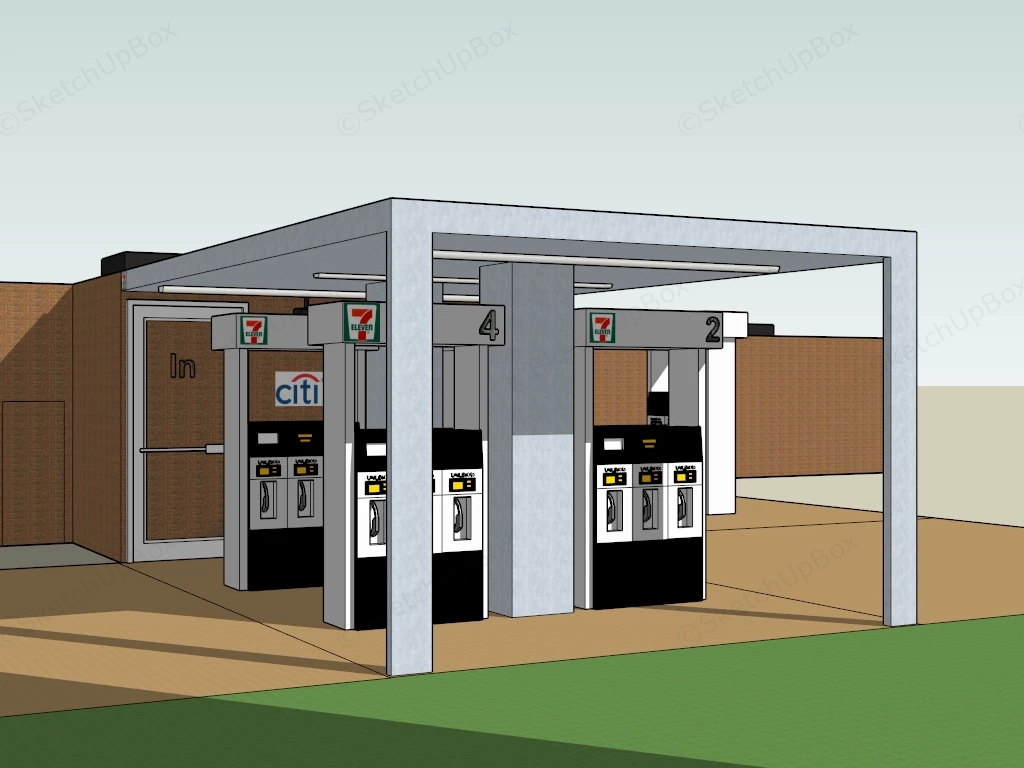 7 Eleven Gas Station sketchup model preview - SketchupBox