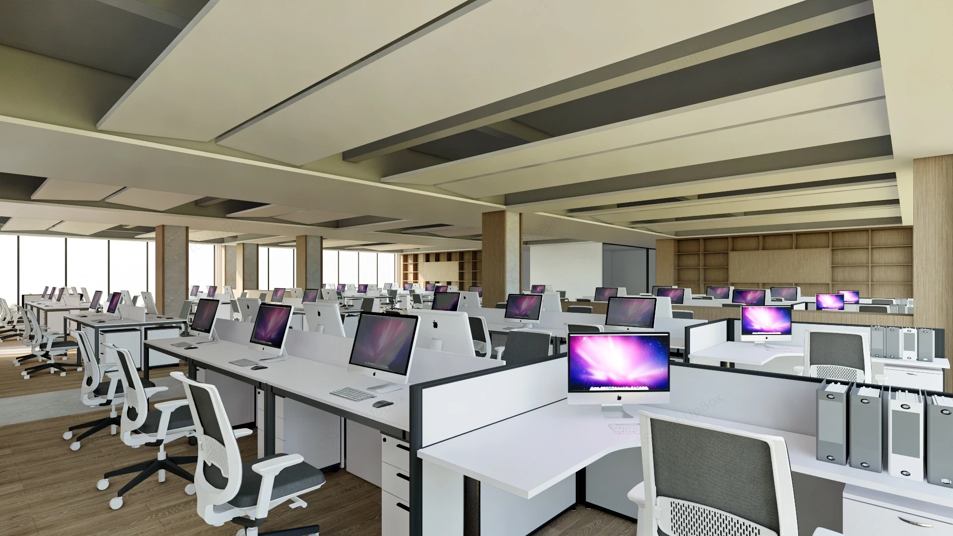 Open Office Space Interior Design sketchup model preview - SketchupBox