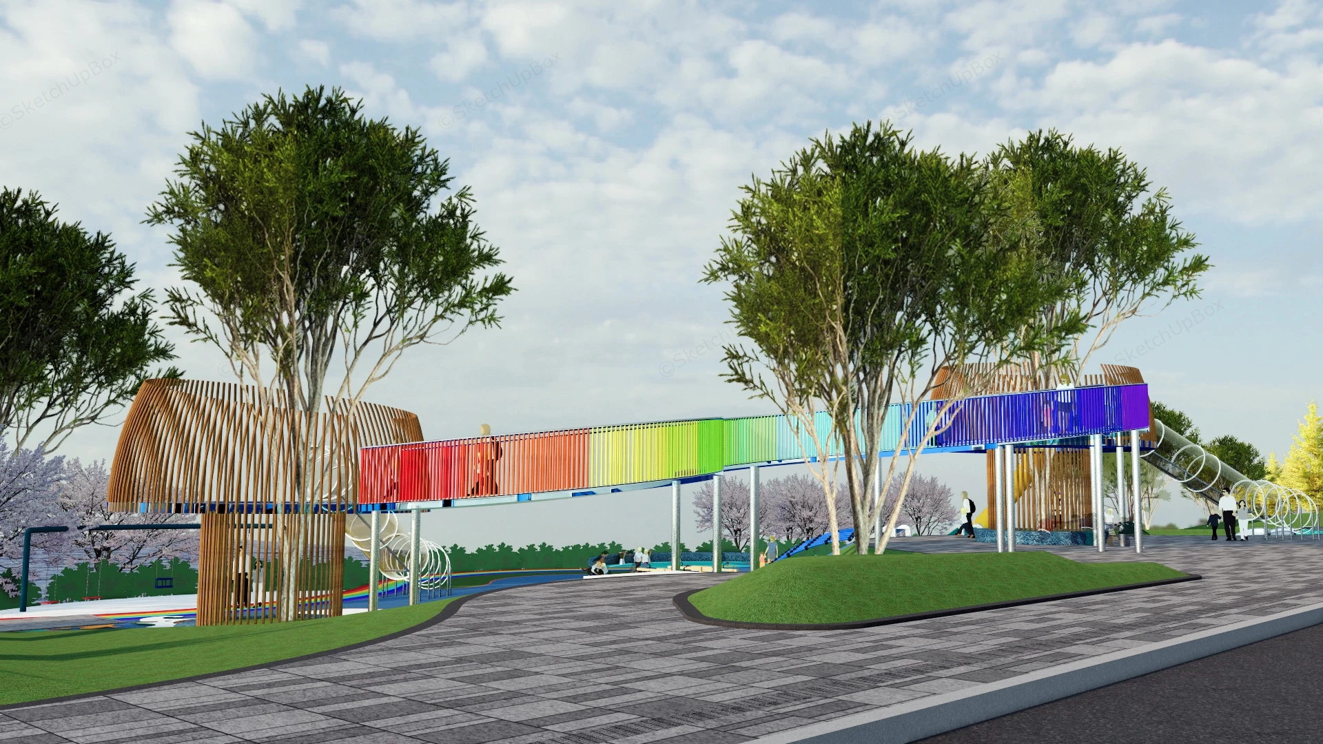 Waterfront Park Landscape Design sketchup model preview - SketchupBox