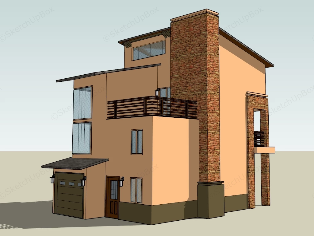 Country Suburban House sketchup model preview - SketchupBox