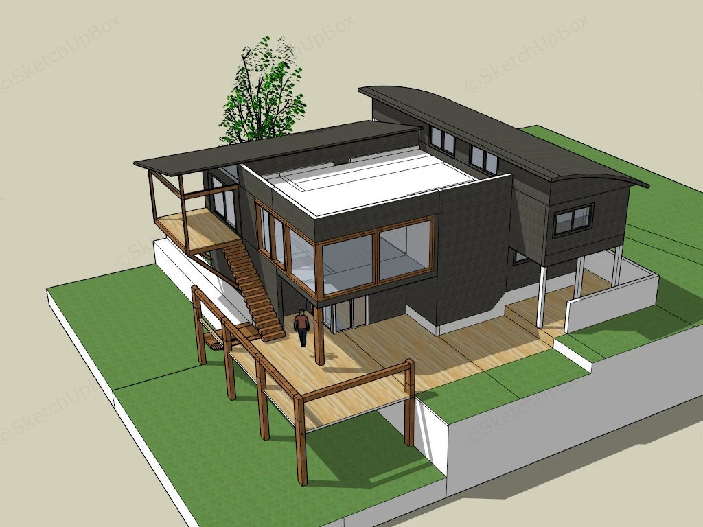 Minimalist Slope House sketchup model preview - SketchupBox