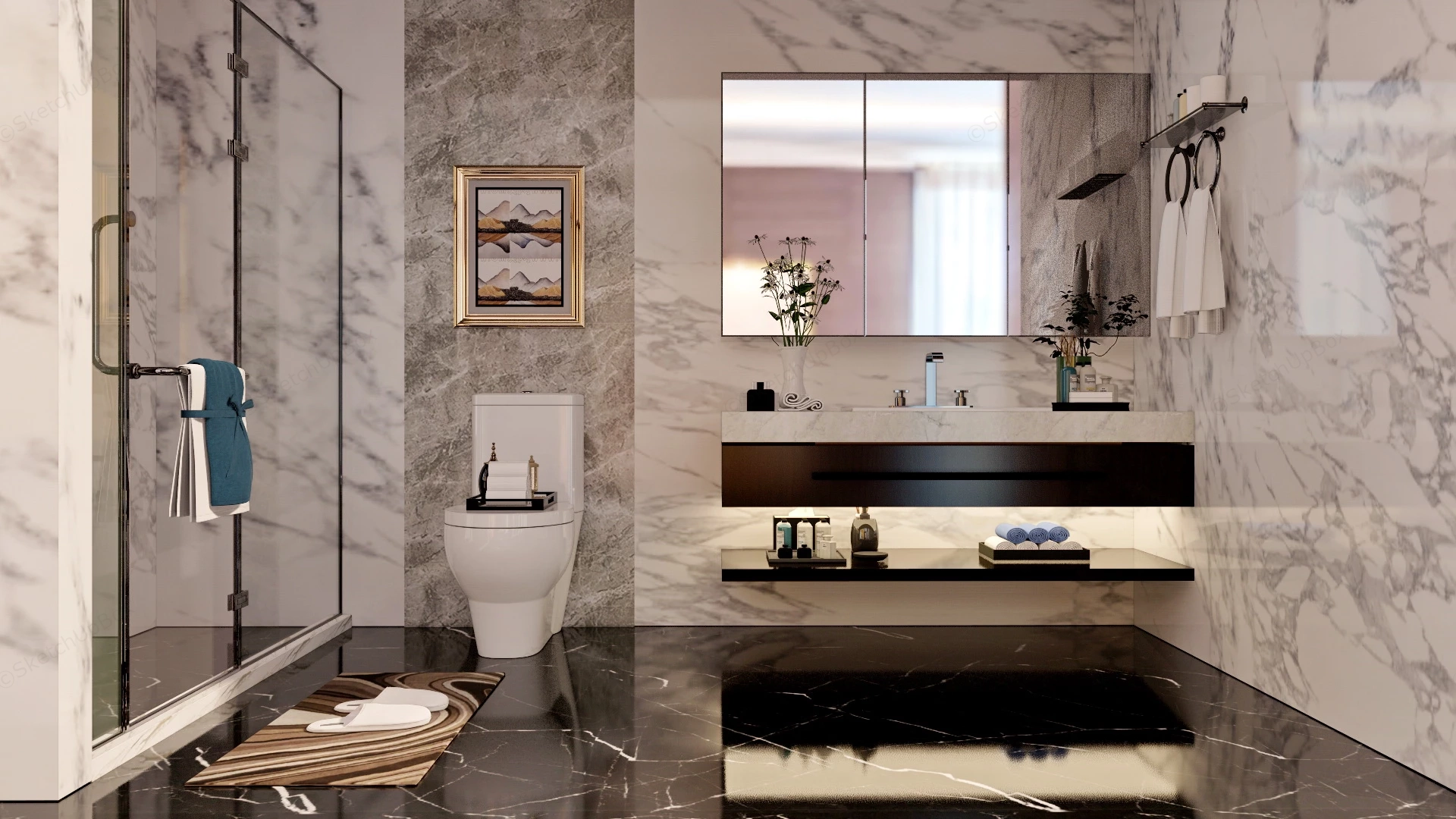 Modern Style Bathroom Design sketchup model preview - SketchupBox