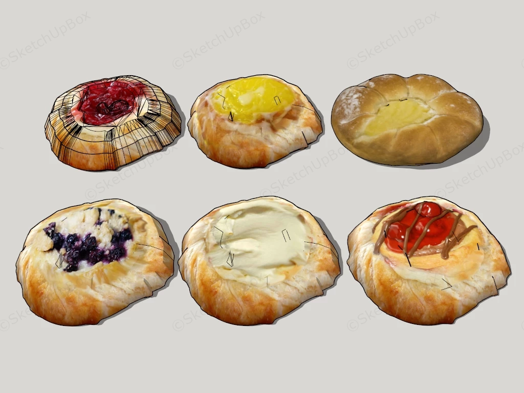 Danish Pastries sketchup model preview - SketchupBox
