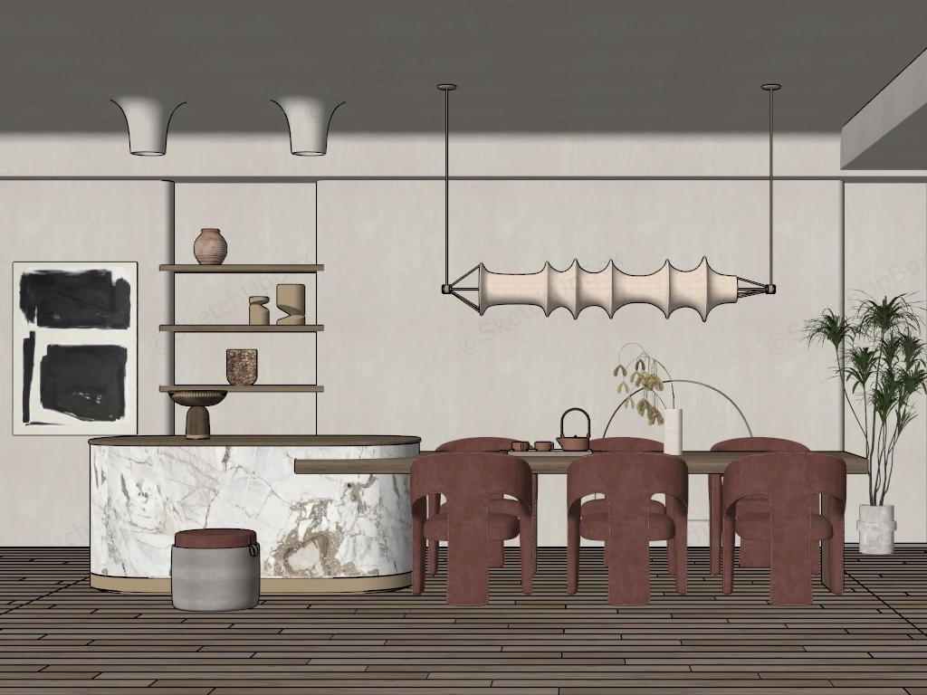 Wabi Sabi Style Dining Room sketchup model preview - SketchupBox