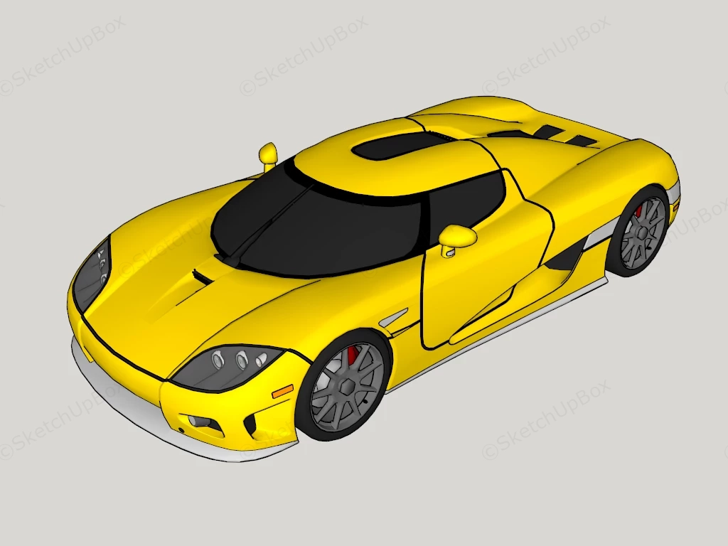Yellow Supercar sketchup model preview - SketchupBox