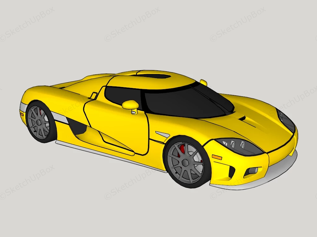 Yellow Supercar sketchup model preview - SketchupBox