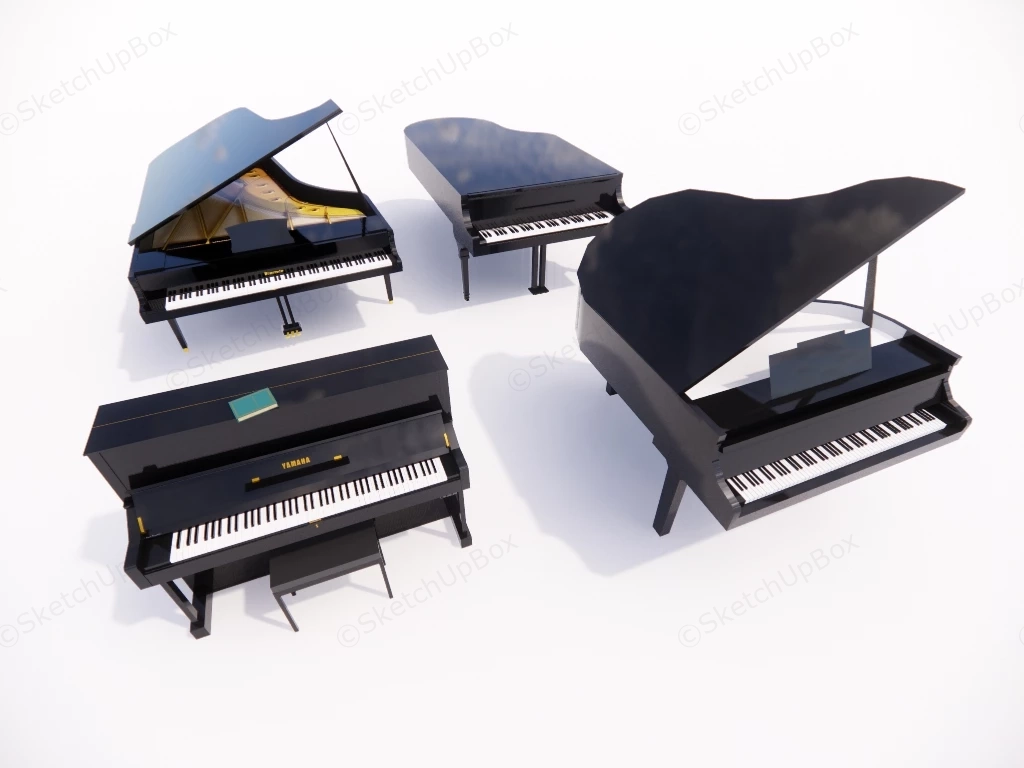 Collection Of Black Pianos sketchup model preview - SketchupBox