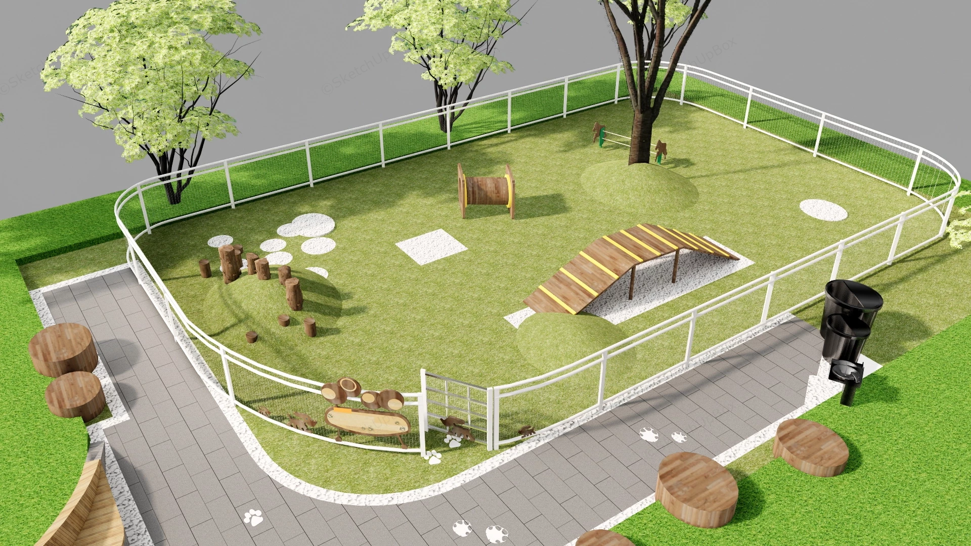 Small Dog Park Design sketchup model preview - SketchupBox