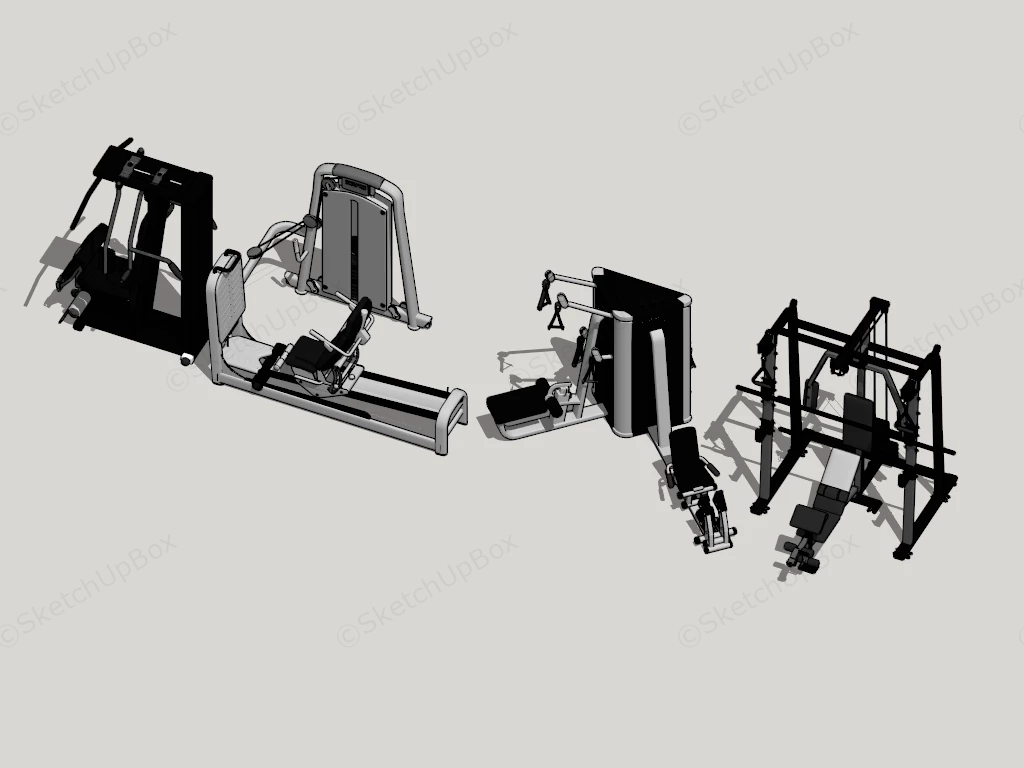 Professional Gym Equipment sketchup model preview - SketchupBox