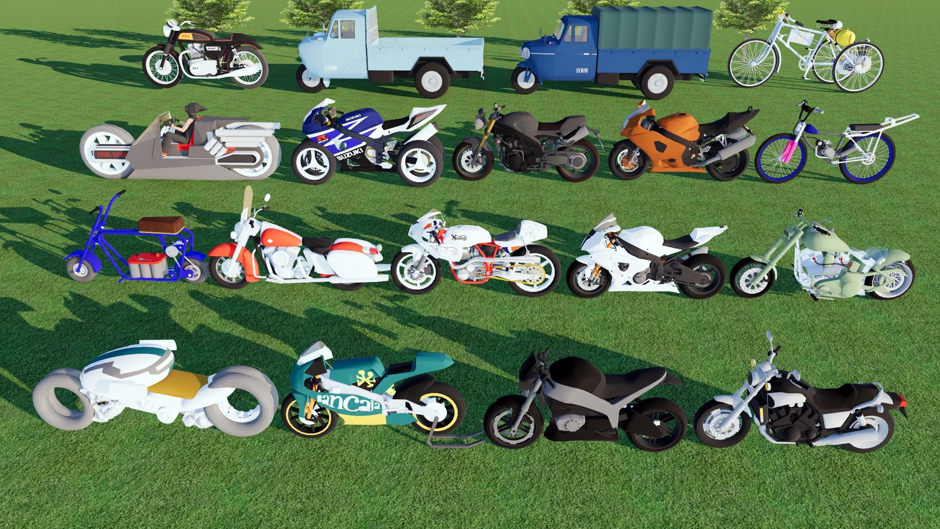 Classic Motorcycle Collection sketchup model preview - SketchupBox