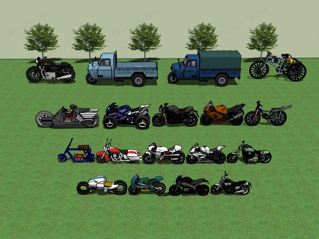 Classic Motorcycle Collection sketchup model preview - SketchupBox