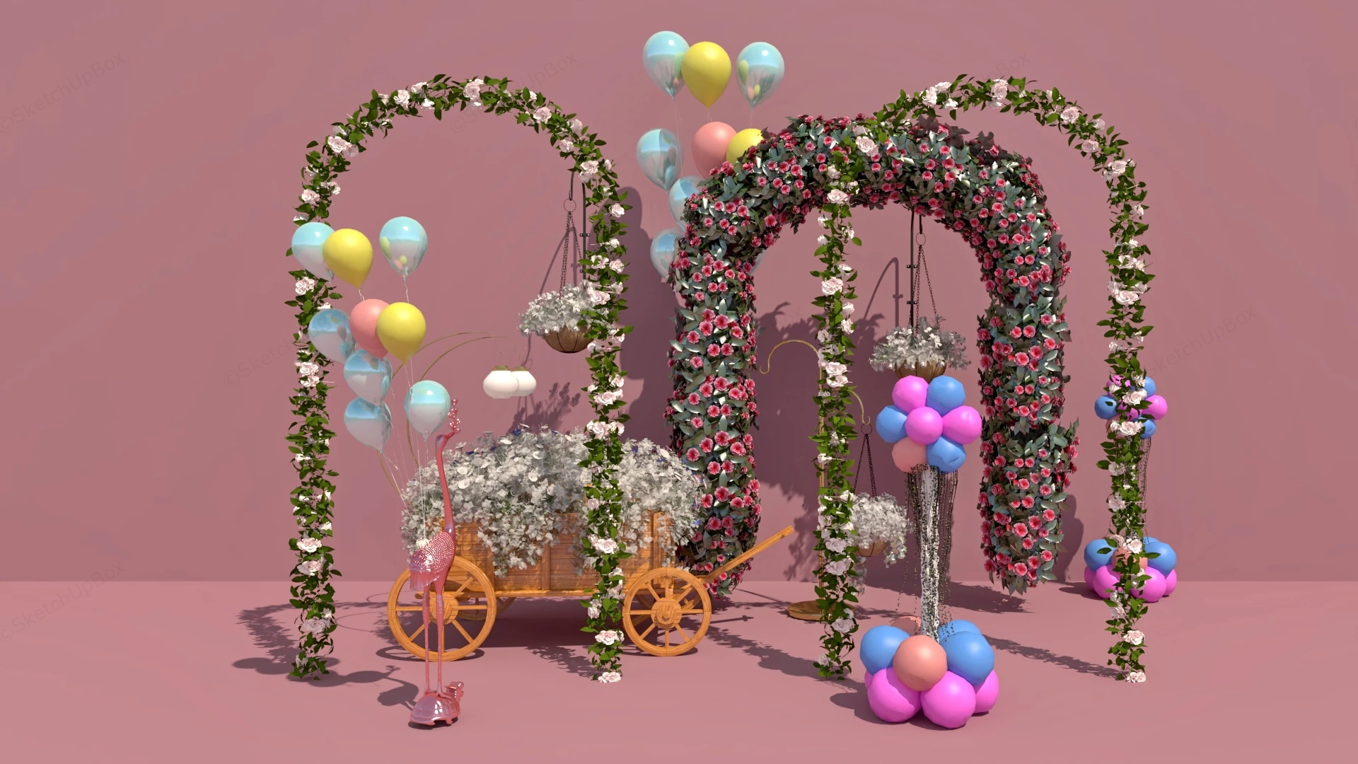 Wedding Arch Flower Decorations sketchup model preview - SketchupBox