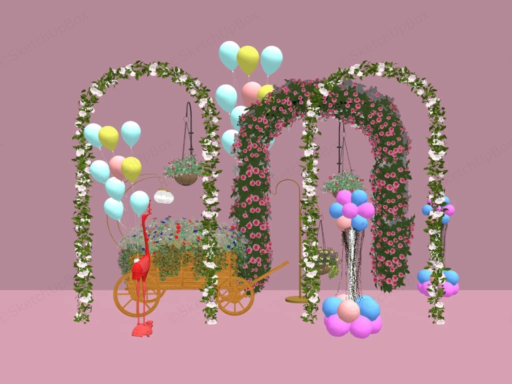 Wedding Arch Flower Decorations sketchup model preview - SketchupBox