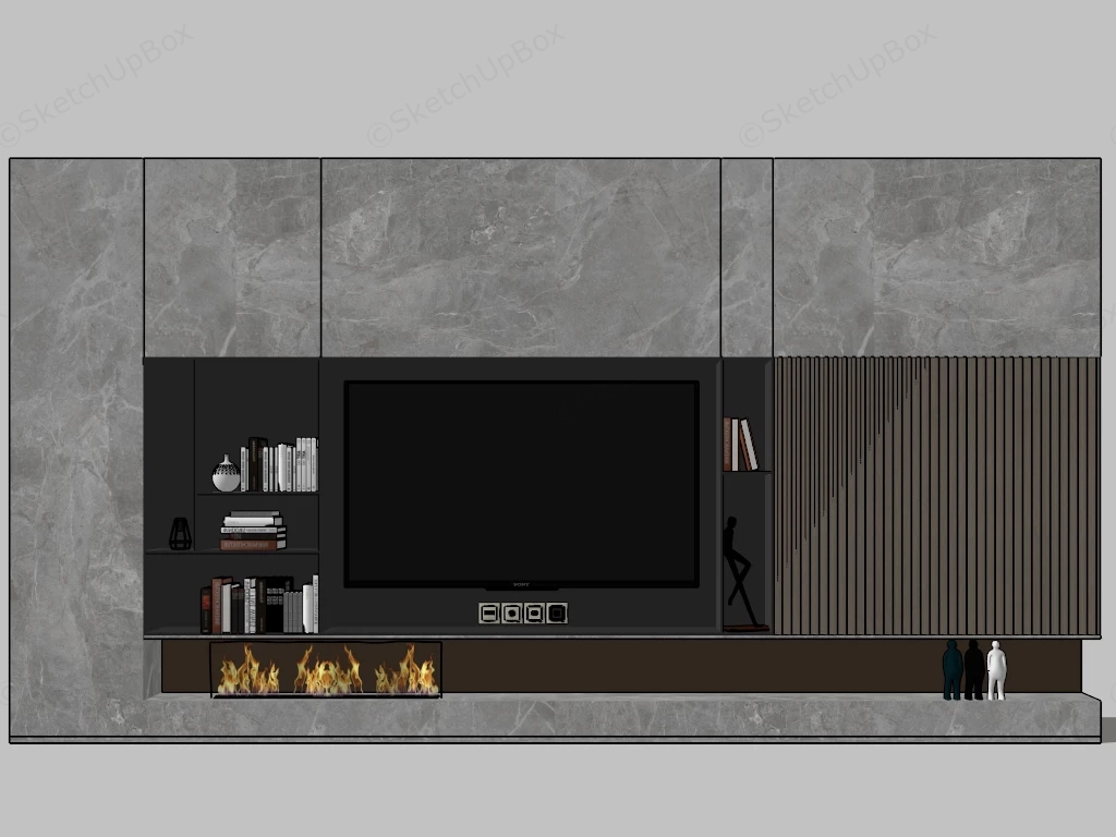 Marble TV Accent Wall sketchup model preview - SketchupBox
