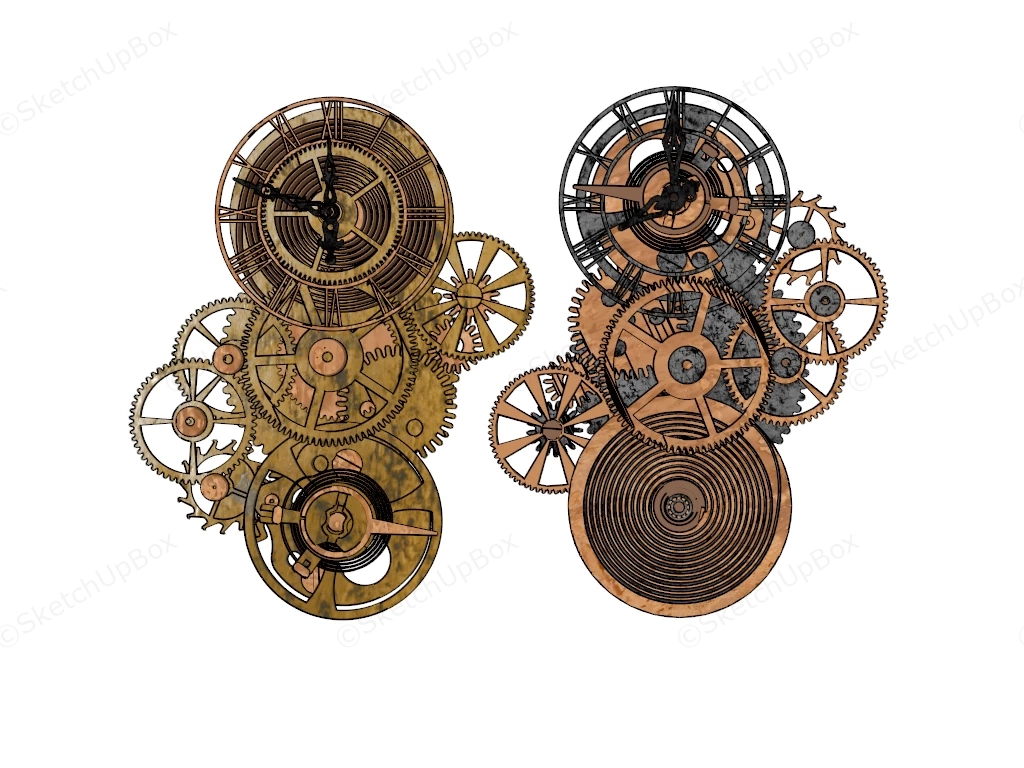 Large Gear Wall Clocks sketchup model preview - SketchupBox