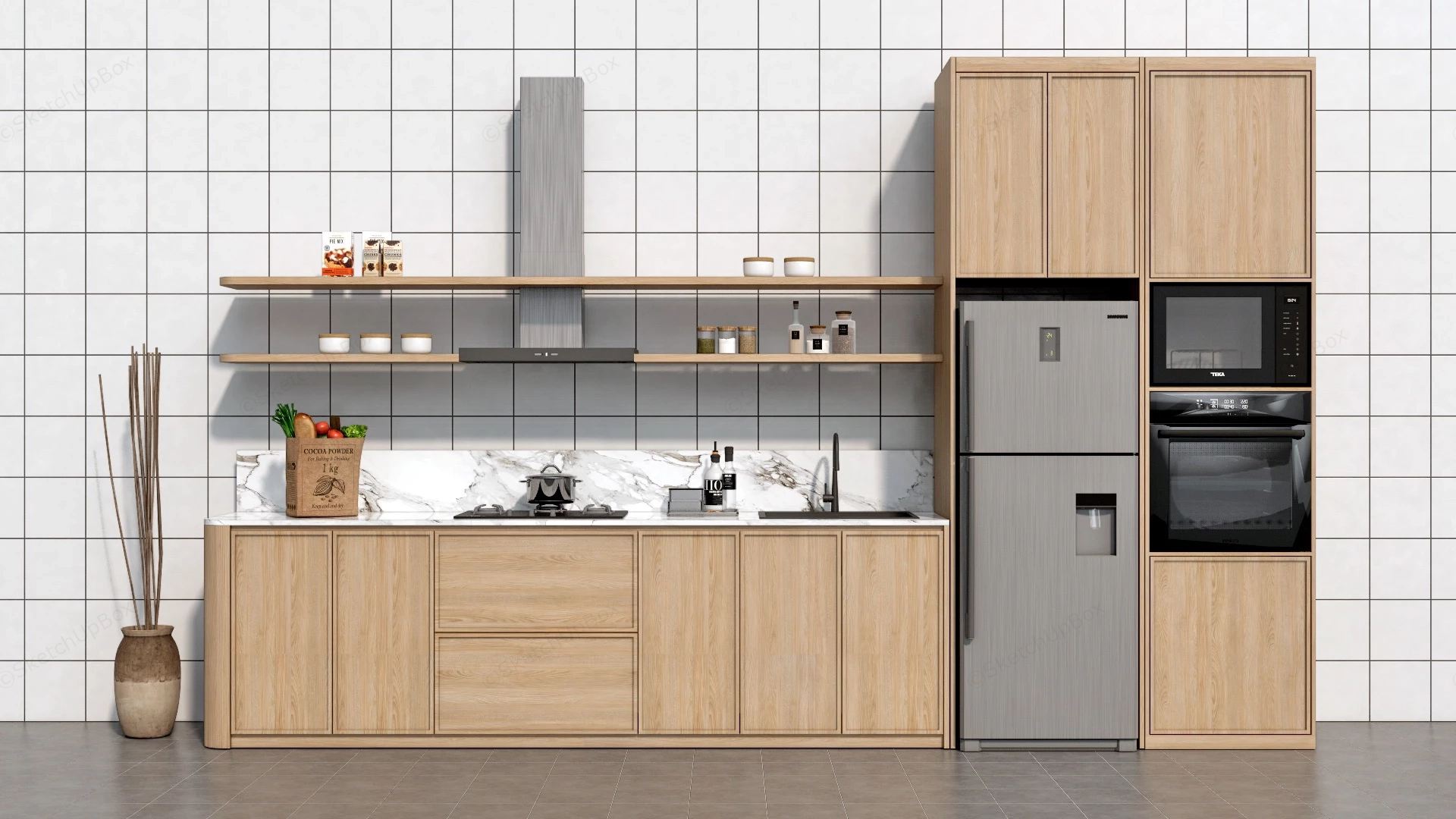 Organic Modern Apartment Kitchen Cabinets sketchup model preview - SketchupBox