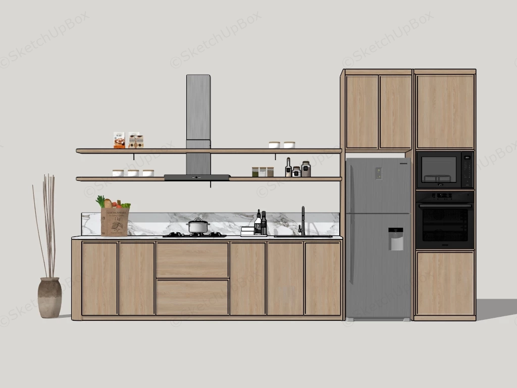 Organic Modern Apartment Kitchen Cabinets sketchup model preview - SketchupBox