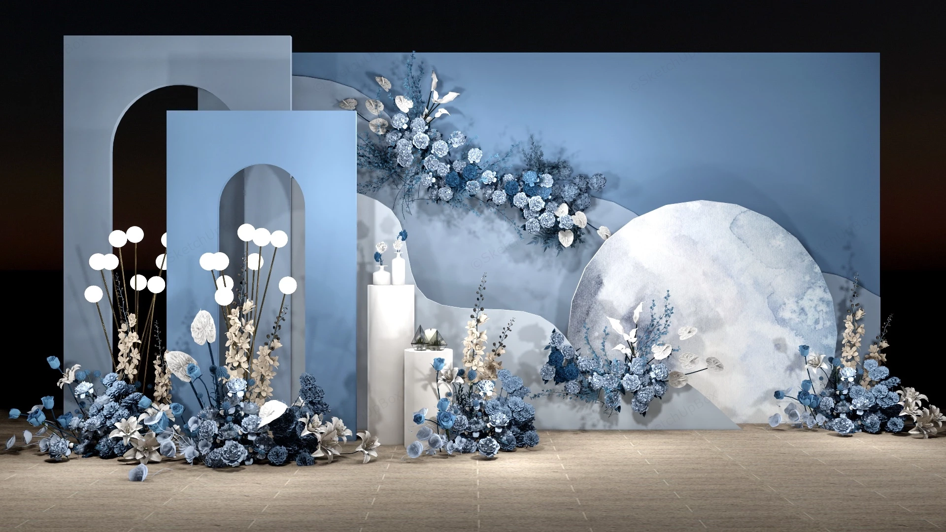 Moonlight Blue Wedding Backdrop sketchup model preview - SketchupBox