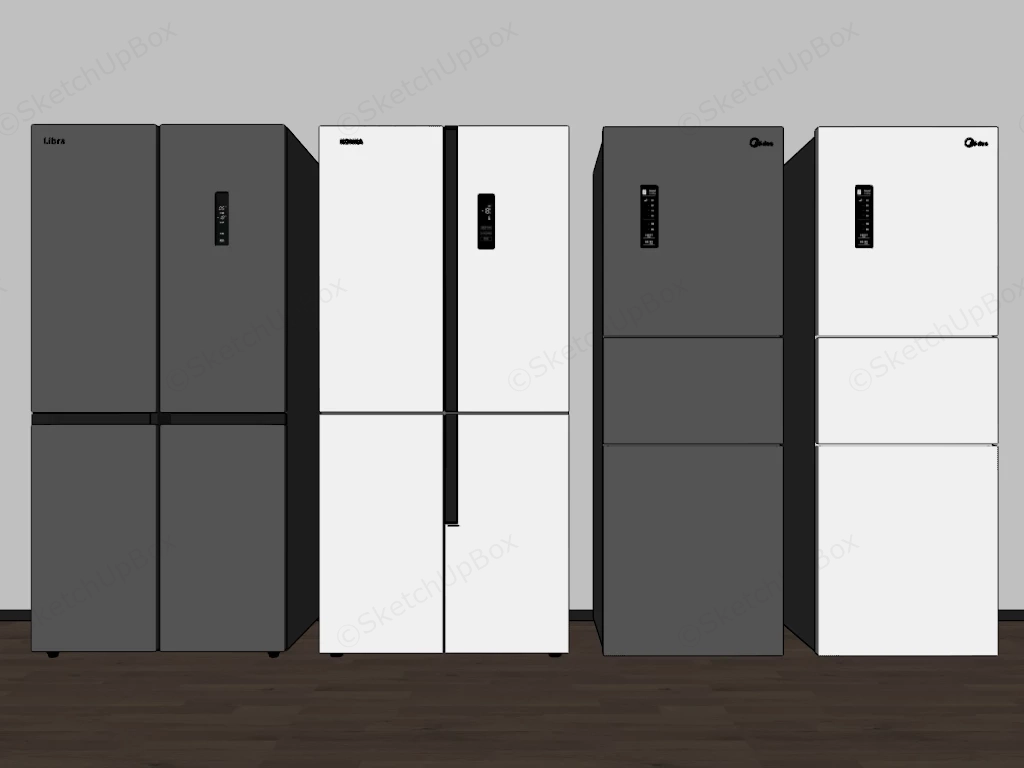 4 Modern Refrigerators sketchup model preview - SketchupBox