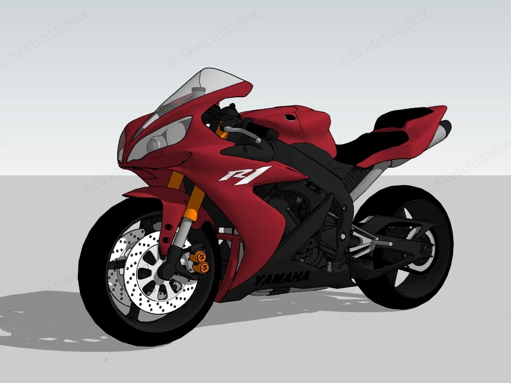 Black And Red Sports Bike sketchup model preview - SketchupBox