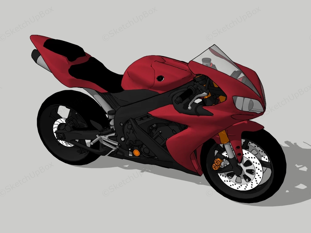 Black And Red Sports Bike sketchup model preview - SketchupBox